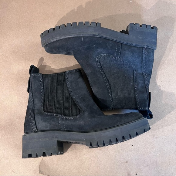 Timberland Courmayeur Valley Chelsea Boots Nubuck Leather Booties Black SizeUS 6 - Picture 6 of 12
